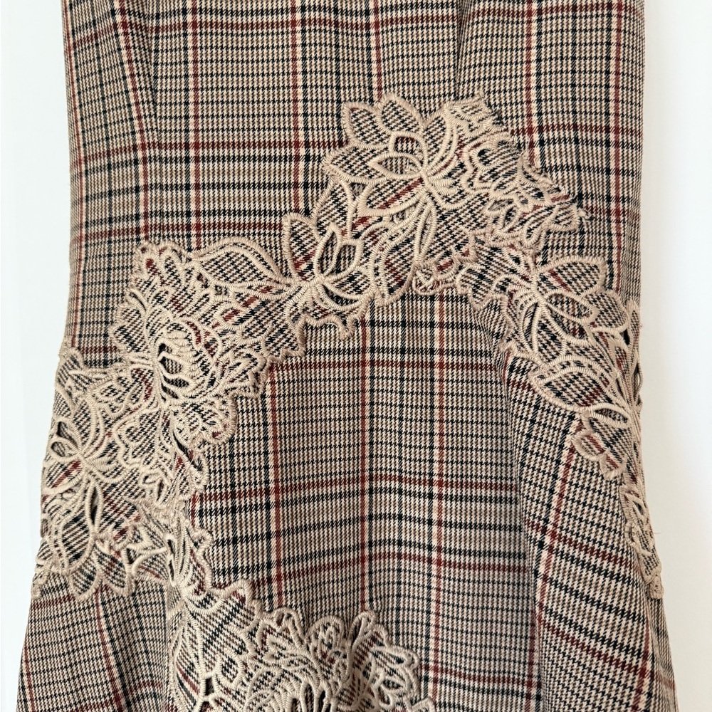Mare Mare Ruffle Hem Slip Dress Brown Plaid Anthropologie BNWT small - Picture 6 of 9